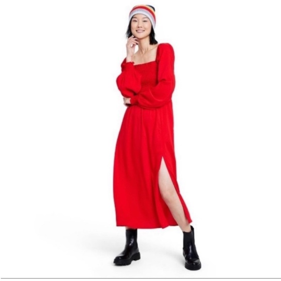 La Ligne for Target Smocked Bodice Midi Dress Red - Picture 1 of 3
